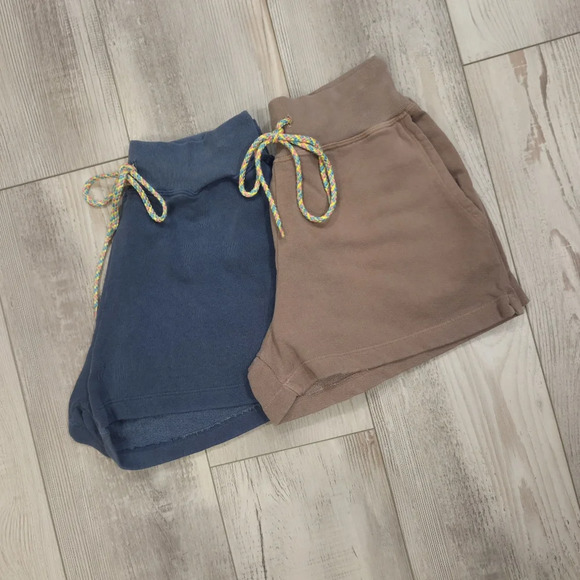 Sundry By "Anthropologie" Blue Athletic Shorts with Rainbow Drawstring - Picture 5 of 8